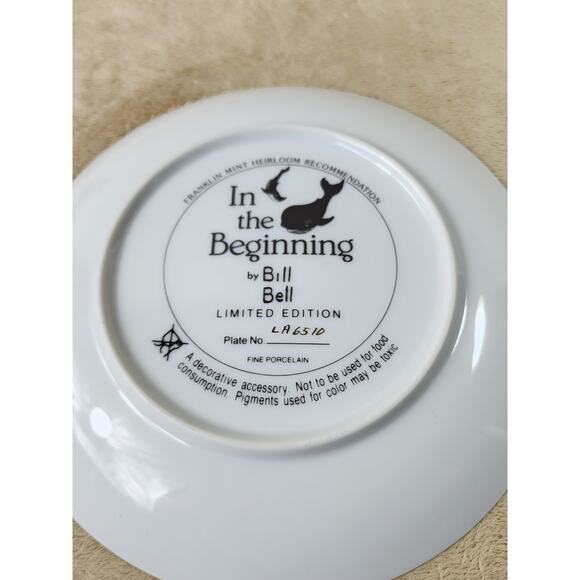Plate In the Beginning by Bill Bell 8" Animals Bible Story 1991 Porcelain Vtg - Picture 11 of 12